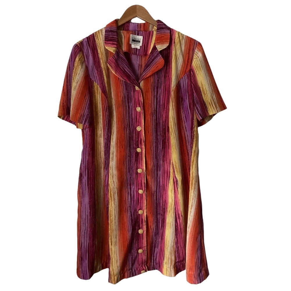VTG Leslie Fay Colorful Retro Dress 16WP